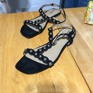 Ann Taylor black leather with silver detailing